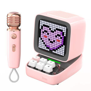 Divoom Ditoo-Mic Retro Pixel Art Game Bluetooth Speaker Microphone Karaoke Function – Pink